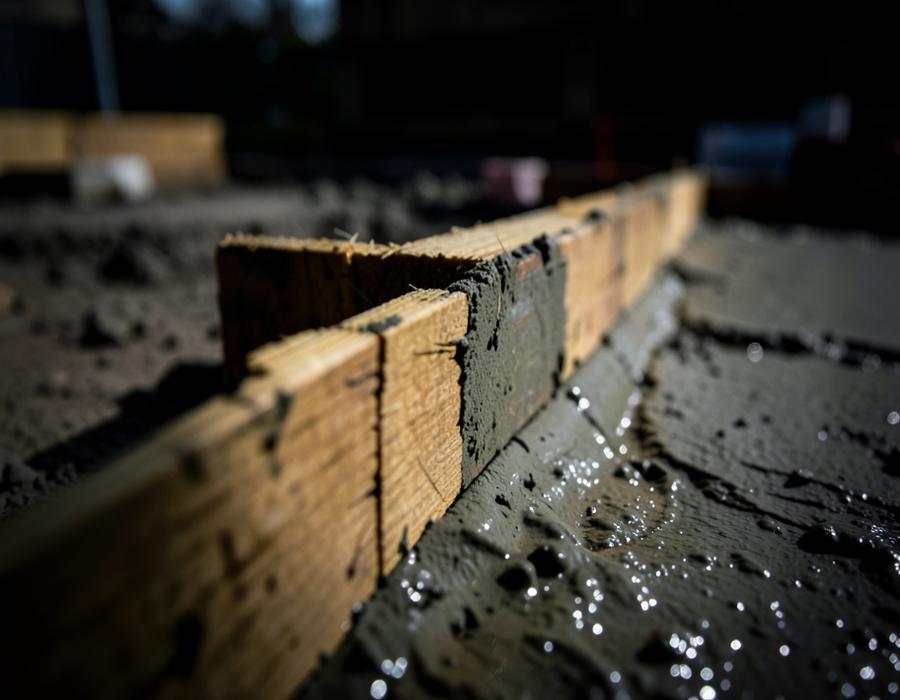 Formwork edge holding fresh concrete